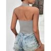 Ekouaer Women Halter Top Backless Scroop Neck Slim Stretchy Ribbed Knit Camisole Crop Tops S-XXL(Light Gray)