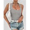 Ekouaer Women Halter Top Backless Scroop Neck Slim Stretchy Ribbed Knit Camisole Crop Tops S-XXL(Light Gray)