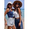 Ekouaer Women Halter Top Backless Scroop Neck Slim Stretchy Ribbed Knit Camisole Crop Tops S-XXL(Navy)