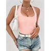 Ekouaer Women Halter Top Backless Scroop Neck Slim Stretchy Ribbed Knit Camisole Crop Tops S-XXL(Pink)
