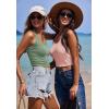 Ekouaer Women Halter Top Backless Scroop Neck Slim Stretchy Ribbed Knit Camisole Crop Tops S-XXL(Pink)
