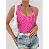 Ekouaer Women Halter Top Backless Scroop Neck Slim Stretchy Ribbed Knit Camisole Crop Tops S-XXL(Pink Leopard)