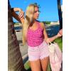Ekouaer Women Halter Top Backless Scroop Neck Slim Stretchy Ribbed Knit Camisole Crop Tops S-XXL(Pink Leopard)