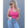 Ekouaer Women Halter Top Backless Scroop Neck Slim Stretchy Ribbed Knit Camisole Crop Tops S-XXL(Pink Leopard)