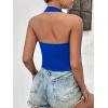 Ekouaer Women Halter Top Backless Scroop Neck Slim Stretchy Ribbed Knit Camisole Crop Tops S-XXL(Sky Blue)