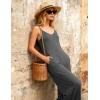Ekouaer Women Jumpsuits Casual Boho Overalls Sleeveless Spaghetti Strap Long Pants Romper with Pockets(Dark Grey)