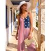 Ekouaer Women Jumpsuits Casual Boho Overalls Sleeveless Spaghetti Strap Long Pants Romper with Pockets(Flag American)