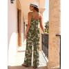 Ekouaer Women Jumpsuits Casual Boho Overalls Sleeveless Spaghetti Strap Long Pants Romper with Pockets(Floral Army Green)