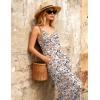 Ekouaer Women Jumpsuits Casual Boho Overalls Sleeveless Spaghetti Strap Long Pants Romper with Pockets(Floral Beige)