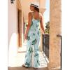 Ekouaer Women Jumpsuits Casual Boho Overalls Sleeveless Spaghetti Strap Long Pants Romper with Pockets(Floral Palm Leaf White)