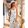 Ekouaer Women Jumpsuits Casual Boho Overalls Sleeveless Spaghetti Strap Long Pants Romper with Pockets(Floral White)