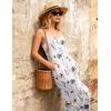 Ekouaer Women Jumpsuits Casual Boho Overalls Sleeveless Spaghetti Strap Long Pants Romper with Pockets(Floral White)
