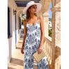 Ekouaer Women Jumpsuits Casual Boho Overalls Sleeveless Spaghetti Strap Long Pants Romper with Pockets(Floral White Sky Blue)