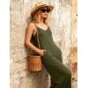 Ekouaer Women Jumpsuits Casual Boho Overalls Sleeveless Spaghetti Strap Long Pants Romper with Pockets(Green)
