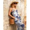 Ekouaer Women Jumpsuits Casual Boho Overalls Sleeveless Spaghetti Strap Long Pants Romper with Pockets(Grey Print)