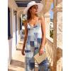 Ekouaer Women Jumpsuits Casual Boho Overalls Sleeveless Spaghetti Strap Long Pants Romper with Pockets(Grey Print)