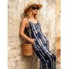 Ekouaer Women Jumpsuits Casual Boho Overalls Sleeveless Spaghetti Strap Long Pants Romper with Pockets(Tie Dye Black White)