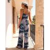 Ekouaer Women Jumpsuits Casual Boho Overalls Sleeveless Spaghetti Strap Long Pants Romper with Pockets(Tie Dye Grey Pink)