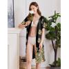 Ekouaer Women Robes Lightweight House Coat Short Sleeve Floral Print Mumu House Dresses with Pockets Zipper Nightgowns(Floral Black Gold)