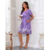 Ekouaer Women Robes Lightweight House Coat Short Sleeve Floral Print Mumu House Dresses with Pockets Zipper Nightgowns(Floral Lilac)