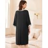 Ekouaer Women Zipper Robe 3/4 Sleeve Nightgowns Lightweight Short Bathrobe with Pockets S-3XL(Black)