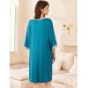 Ekouaer Women Zipper Robe 3/4 Sleeve Nightgowns Lightweight Short Bathrobe with Pockets S-3XL(Blue Green)