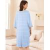 Ekouaer Women Zipper Robe 3/4 Sleeve Nightgowns Lightweight Short Bathrobe with Pockets S-3XL(Blue Strips)