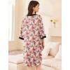 Ekouaer Women Zipper Robe 3/4 Sleeve Nightgowns Lightweight Short Bathrobe with Pockets S-3XL(Brown Floral)