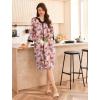 Ekouaer Women Zipper Robe 3/4 Sleeve Nightgowns Lightweight Short Bathrobe with Pockets S-3XL(Brown Floral)