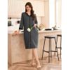 Ekouaer Women Zipper Robe 3/4 Sleeve Nightgowns Lightweight Short Bathrobe with Pockets S-3XL(Dark Gray)