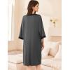 Ekouaer Women Zipper Robe 3/4 Sleeve Nightgowns Lightweight Short Bathrobe with Pockets S-3XL(Dark Gray)
