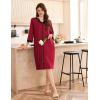 Ekouaer Women Zipper Robe 3/4 Sleeve Nightgowns Lightweight Short Bathrobe with Pockets S-3XL(Dark Red)