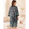 Ekouaer Women Zipper Robe 3/4 Sleeve Nightgowns Lightweight Short Bathrobe with Pockets S-3XL(Green Leaves)
