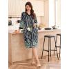 Ekouaer Women Zipper Robe 3/4 Sleeve Nightgowns Lightweight Short Bathrobe with Pockets S-3XL(Green Leaves)