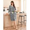 Ekouaer Women Zipper Robe 3/4 Sleeve Nightgowns Lightweight Short Bathrobe with Pockets S-3XL(Grey Strips)