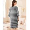 Ekouaer Women Zipper Robe 3/4 Sleeve Nightgowns Lightweight Short Bathrobe with Pockets S-3XL(Grey Strips)