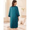 Ekouaer Women Zipper Robe 3/4 Sleeve Nightgowns Lightweight Short Bathrobe with Pockets S-3XL(Leaf Print)