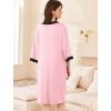 Ekouaer Women Zipper Robe 3/4 Sleeve Nightgowns Lightweight Short Bathrobe with Pockets S-3XL(Pink)