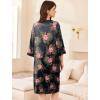 Ekouaer Women Zipper Robe 3/4 Sleeve Nightgowns Lightweight Short Bathrobe with Pockets S-3XL(Pink Flower)