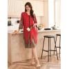 Ekouaer Women Zipper Robe 3/4 Sleeve Nightgowns Lightweight Short Bathrobe with Pockets S-3XL(Red Leaves)