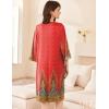 Ekouaer Women Zipper Robe 3/4 Sleeve Nightgowns Lightweight Short Bathrobe with Pockets S-3XL(Red Leaves)