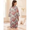 Ekouaer Women Zipper Robe 3/4 Sleeve Nightgowns Lightweight Short Bathrobe with Pockets S-3XL(Red Print)