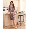 Ekouaer Women Zipper Robe 3/4 Sleeve Nightgowns Lightweight Short Bathrobe with Pockets S-3XL(Red Print)
