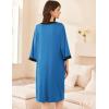 Ekouaer Women Zipper Robe 3/4 Sleeve Nightgowns Lightweight Short Bathrobe with Pockets S-3XL(Sky Blue)