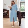 Ekouaer Women Zipper Robe Fleece Long Sleeves Bathrobe Sleepwear Warm Soft Housecoat with Pockets Zip Up House Dresses(Baby Blue)