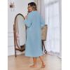 Ekouaer Women Zipper Robe Fleece Long Sleeves Bathrobe Sleepwear Warm Soft Housecoat with Pockets Zip Up House Dresses(Baby Blue)