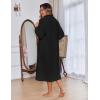 Ekouaer Women Zipper Robe Fleece Long Sleeves Bathrobe Sleepwear Warm Soft Housecoat with Pockets Zip Up House Dresses(Black)