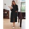 Ekouaer Women Zipper Robe Fleece Long Sleeves Bathrobe Sleepwear Warm Soft Housecoat with Pockets Zip Up House Dresses(Black)