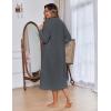 Ekouaer Women Zipper Robe Fleece Long Sleeves Bathrobe Sleepwear Warm Soft Housecoat with Pockets Zip Up House Dresses(Deep Grey)