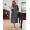 Ekouaer Women Zipper Robe Fleece Long Sleeves Bathrobe Sleepwear Warm Soft Housecoat with Pockets Zip Up House Dresses(Deep Grey)